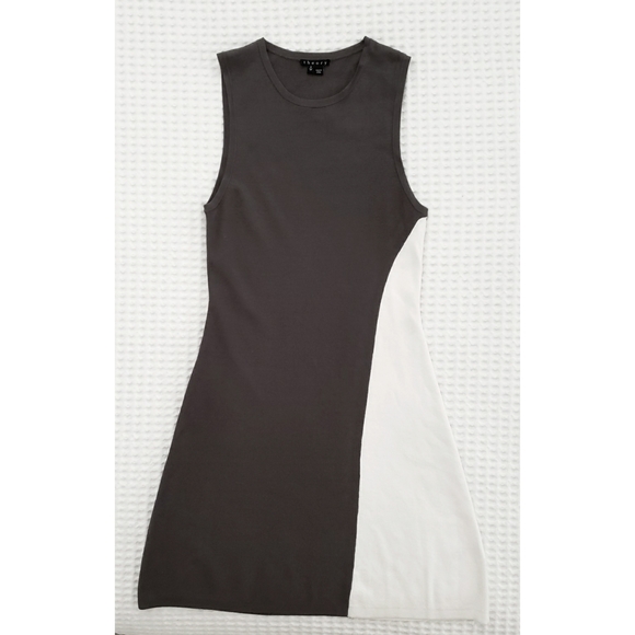 THEORY branteen c prosecco compact knit colorblock sleeveless a-line dress P/XS - Picture 4 of 6